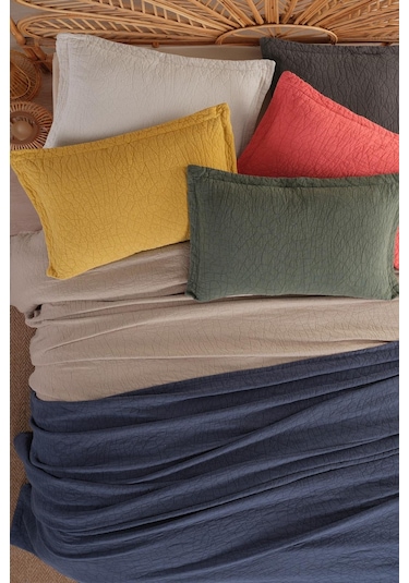 İyi Geceler İstanbul Zen Stone Krem Çift Kişilik %100 Pamuk Yatak Örtüsü Seti Krem