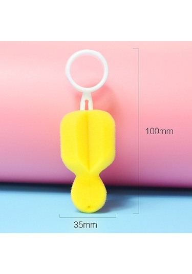 Şişe Fırçası Sünger Plastik Temizleme Biberon Emzik Fırçaları Sarı