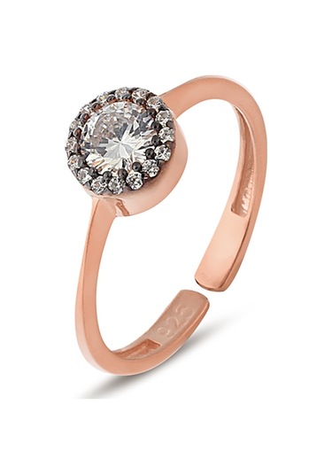 Zanaatsilver 925 Ayar Gümüş Kalem Rodajlı Rose Kaplamalı Elmas Montürlü