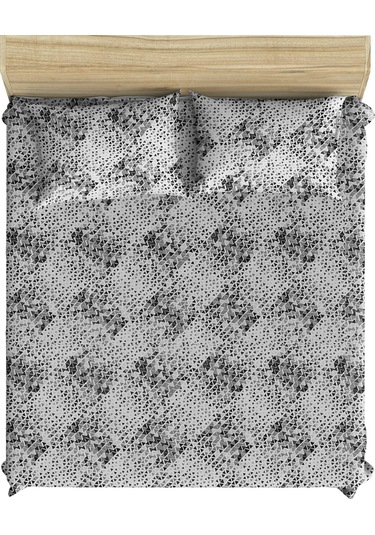 Maki Pamuklu Ücgenler 160x200 Çift Kişilik Lastikli Çarşaf Seti Gri