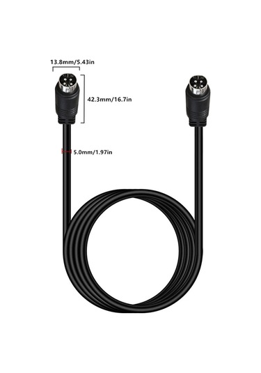 Md Dın 4 Pin Erkek - Erkek Ac / Dc Güç Ses Adaptörü Kablosu, Uzunluk: 5m Siyah