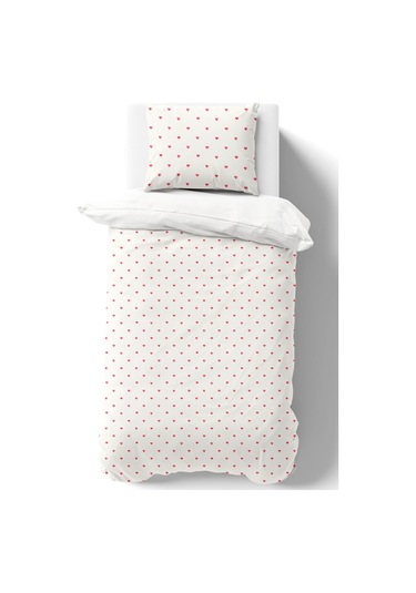 Organik Tek Kişilik Nevresim Takımı 160x220 - Kalp Yağmuru Renkli