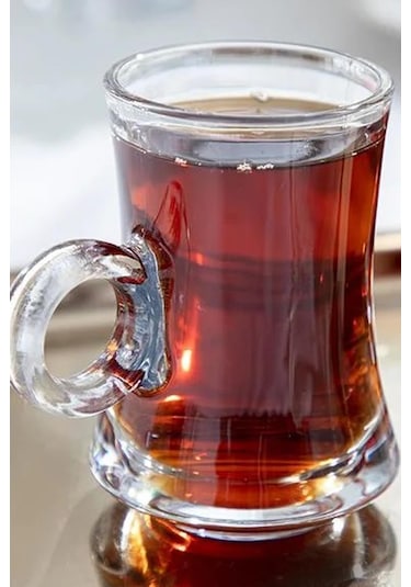 6 Lı Lüks Cam Kulplu Çay Fincanı Çay Bardağı 110ml