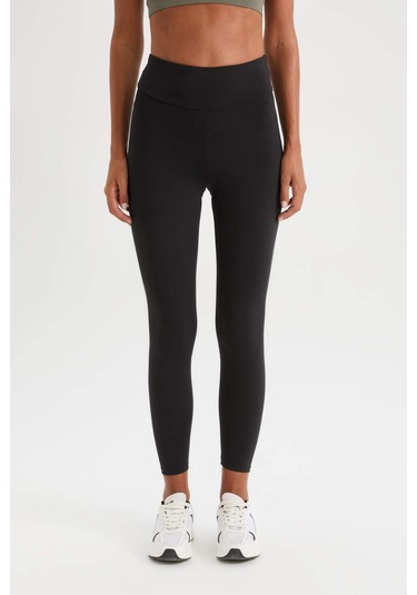 DeFactoFit Yüksek Bel İçi Yumuşak Tüylü Beli Saran Basic Düz Sporcu Tayt W8206AZ25SPBK81 SiYAH