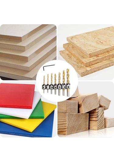 Moveevo Ahşap Işleme İçin 7'li Tin Kaplı Hss Matkap Seti - 3-10mm Çaplı Üç Noktalı Güdümlü Delik Açıcı Ve Köşe Yuvarlatıcı