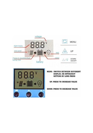 100a Güneş Paneli Kontrol Cihazı Solar Şarj Kontrol Cihazı Lcd Ekran Sokak Lambası Sistemi