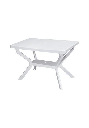 Omnipazar Mt-gf240 Prima Roccia Plastik Dikdörtgen Bahçe Balkon Masa 70x110 Cm Beyaz
