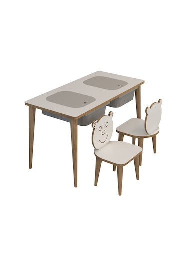 Moniev Çocuk Oyun Etkinlik Çalışma Masası Aktivite Masası Gri Gri