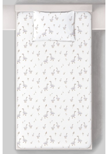 Organik Tek Kişilik Lastikli Çarşaf Seti - Huzurlu Kanatlar Renkli