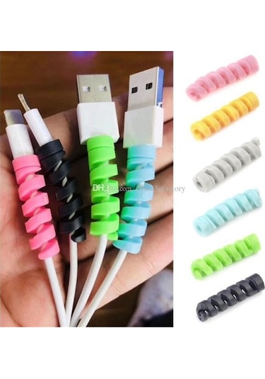Telefon Şarj Kablo Koruyucu Silikon Spiral Usb Koruyucu 4Lü Paket (444399256)