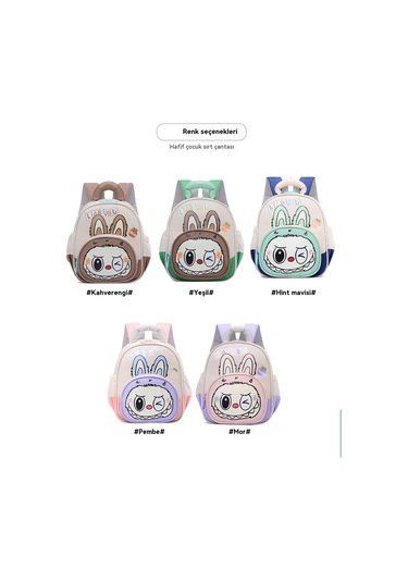 Labubu Sevimli Çizgi Film Eğlence Aydınlatma Işık İlkokul Öğrencisi Çocuk Kız Okul Çantası Mor