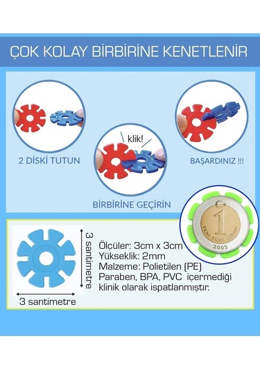 Masterflakes Eğitici Kilitli Diskler Stem Eğitimi Uyumlu 5 Renk Ve 300 Parça Yapı Oyuncak Seti
