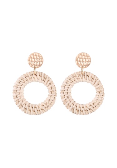 E2002-5 Knock Pattern Circle Bamboo Vine Handmade Woven Earrings Bosomia Style Earrings Gümüş