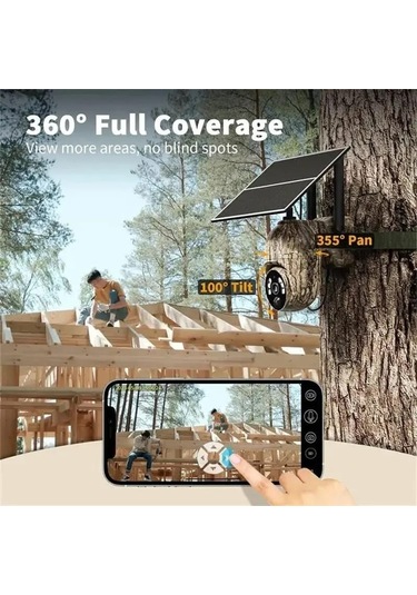 Solar Panelli Sim Kartlı Hareketli Fotokapan Kamuflaj Renk Kamera