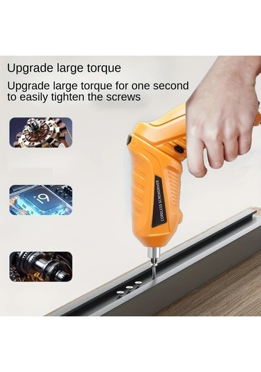 Honeybeeshop Ultra Premium Elektrikli Tornavida Siyah Sarı Led Aydınlatmalı Yüksek Kapasiteli Pil Kompakt Ergonomik Aksesuarlar Dahil