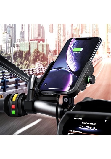 Sones M9 Motosiklet Kablosuz Şarj Cep Telefonu Braketi 15w Hızlı Şarj Cep Telefonu Navigasyon Braketi Siyah