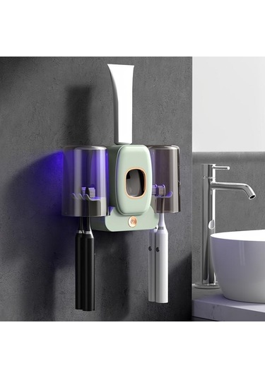 Açık Yeşil Akıllı Uv Diş Fırçası Temizleyici Tutucu, Duvara Monte Uv Diş Fırçası Temizleyici Tutucu, Banyo Diş Fırçası Temizleyici Açık Yeşil
