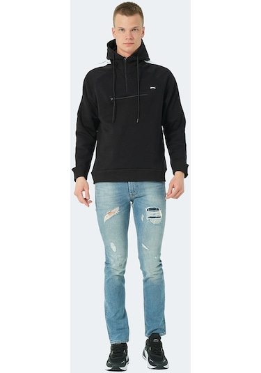 Slazenger KLEMENT IN Erkek Kapüşonlu Fermuarlı Siyah Sweatshirt