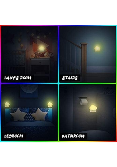 2'li Paket Led Gece Lambası Bulut Yumuşak Işık Sarı