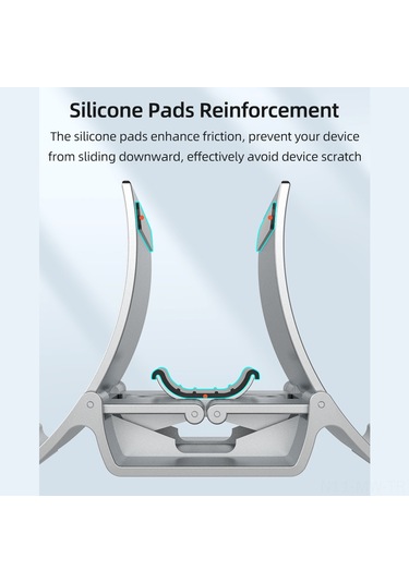 Moveevo D88 Dikey Çok Fonksiyonlu Soğutucu Stand - Laptop, Telefon, Tablet Uyumlu Abs Masaüstü Tutucu Gümüş
