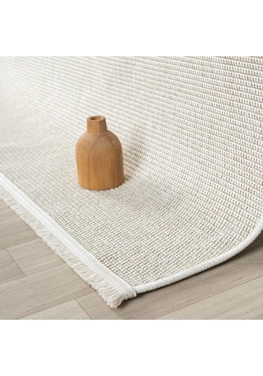 Krem Beyaz Kalın Dokuma Modern Halı - L664krbo Krem - Beyaz