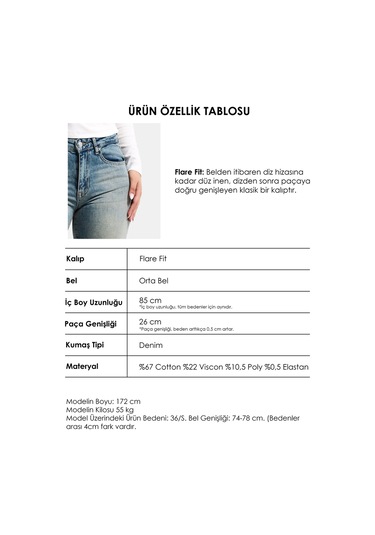 Itsbasic Kadın A.tint 4s6-32 Mid Rise Flare Fit Esnek Kumaş Denim Jean A.tınt