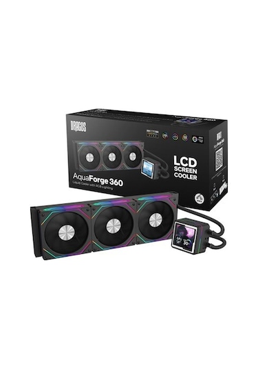 Dragos Aquaforge 360 Intel-amd 360mm Lcd Ekranlı Argb Siyah Sıvı Soğutucu