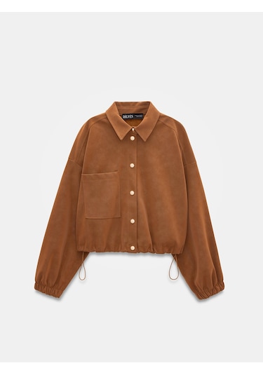 Dilvin 60781 Süet Bomber Ceket-taba Taba