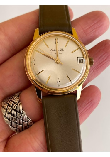GUB Glashütte 10539 Altın Kaplama Vintage Kurmalı Kol Saati 36 MM