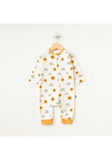 Crazy Baby Sun Flower Ribanalı Tulum Ekru