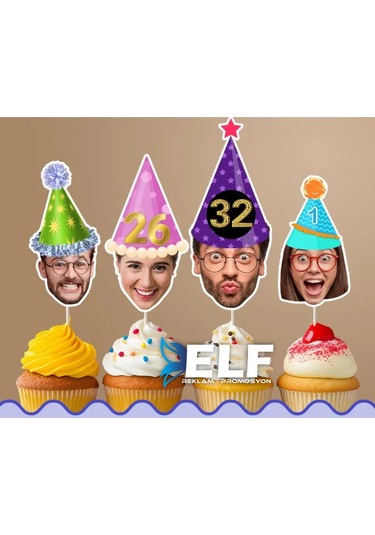 Kişiye Özel Pasta Süsü Cupcake Süs Kürdan Süs 10 Adet 0