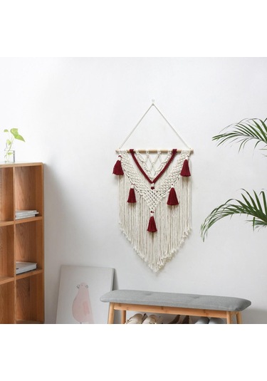 Homyl Makrome Duvar Asılı Goblen Püskül Ev Yatak Odası Dekor