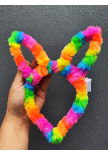 Renkli Tavşan Peluş Işıklı Taç 13x10