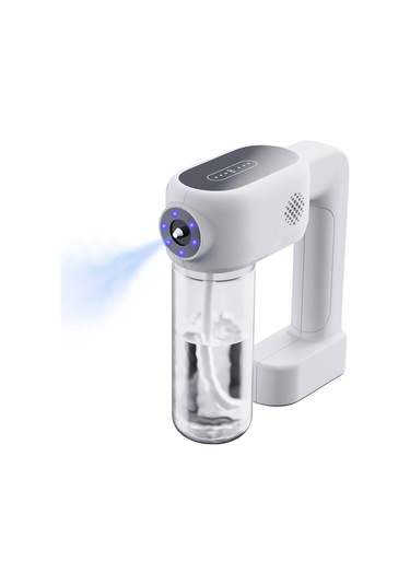 Wezone 350ml Şarjlı Elden Uçan Mavi Işıklı Nano Buharlayıcı, 3 Seviye Ayar, Düşük Sıcaklık Atomizasyon, 2.5m Uzaklık, Abs Malzeme Beyaz Gümüş