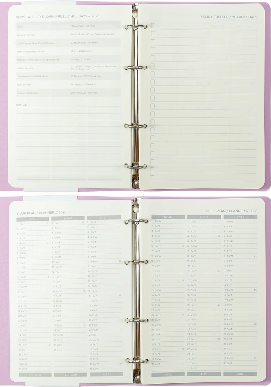 Ringo 2026 Haftalık Ajanda A5 14x21cm Esnek Kapak Ivory 80gr. İçi Değişebilir Siyah