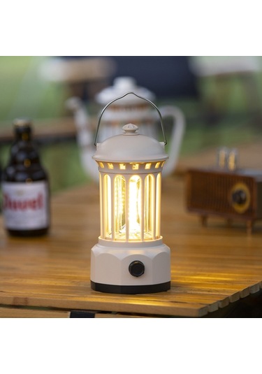 Şarj Edilebilir Cob Kamp Işığı Retro Tarzı Çadır Asma Işık Fener Lambası Yürüyüş Akşam Partisi Için Boyut: L - Kırmızı