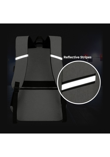 Vkemall Isı Saklama Ve Soğutma Özelliğiyle 15.6" Laptop Bölmeli Antı Hırsızlıklu Sırt Çantası - Koyu Gri Çok Renkli