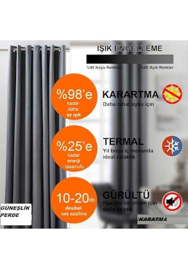 Perdefony 20 Renk Blackout Karartma Perde Fon Perde