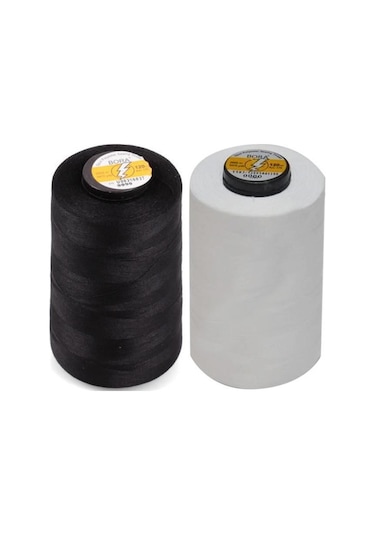 Bora Dikiş İpi 5000 Metre Bobin Siyah ve Beyaz 2 Adet