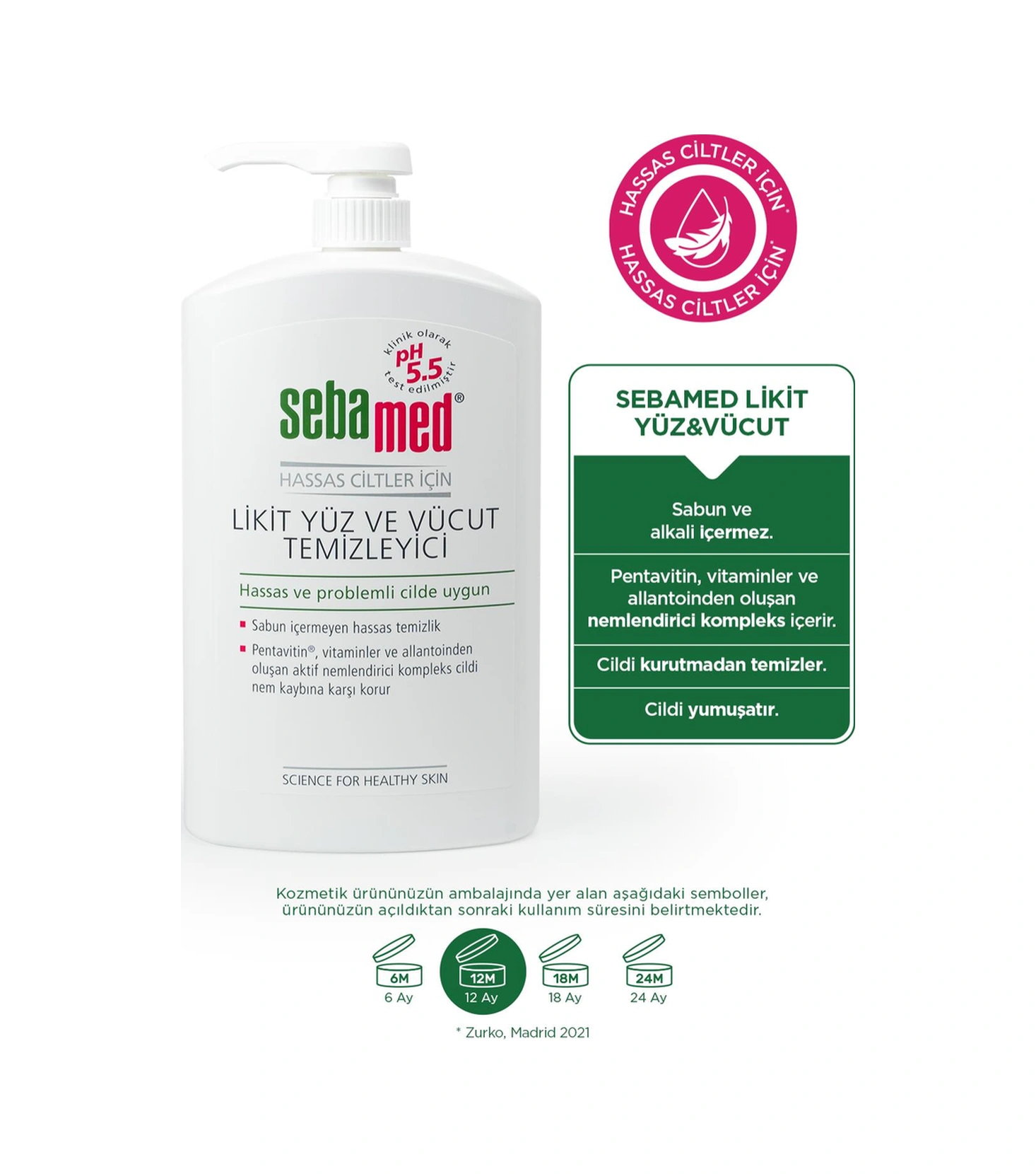 Sebamed Nemlendirici Etkili Yüz ve Vücut Temizleme Jeli 1 L + Duş Lifi