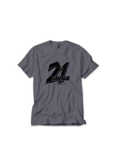 21 Savage Gri Tişört Gri