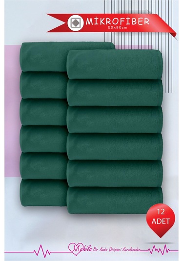 12 Adet 50x90 Mikrofiber Havlu, Premium Havlu, Spor Havlusu, Fitness Havlusu, Berber Kuaför Havlusu Turkuaz