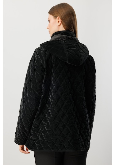 Ekol Kadın Büyük Beden Kapitone Şişme Mont 6805 Siyah Siyah