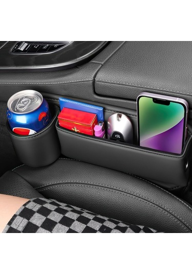 Bardak Tutucu İle 2 Paket Araba Koltuğu Gap Dolgu Organizatör, Ön Koltuk Yan Deri Saklama Kutusu Yurt Dışından