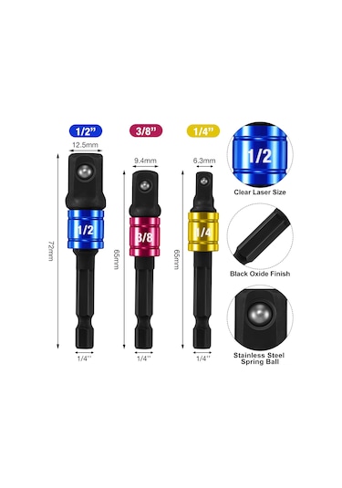 Ximistore9 9 Parça Çok Amaçlı Matkap Ucu Adaptör Seti - 360 Derece Dönebilir, Krom Vanadyum Çelik