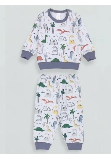 Erkek Bebek Desenli Pamuklu Pijama Takım-15341 Çok Renkli