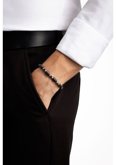 Hematit Taşlı 21 Cm Çelik Erkek Bileklik