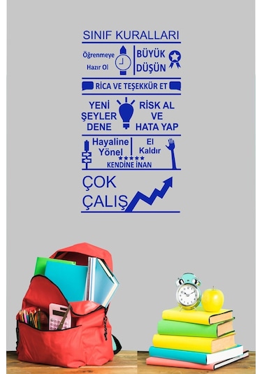 Sınıf Kuralları Dekoratif Duvar Sticker (58X32 Cm)