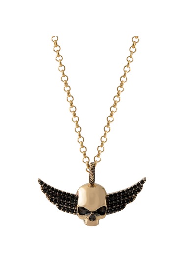 Uşaklıhafız 14 Ayar Altın Kanatlı Kafatası Figürlü Kolye 30 Mm 18 Mm