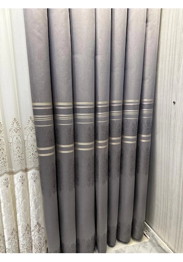 Nivemeshome Ft632255 V-5422 Antakya Gri 1/3 Sık Pileli Fon Perde Apm Gri